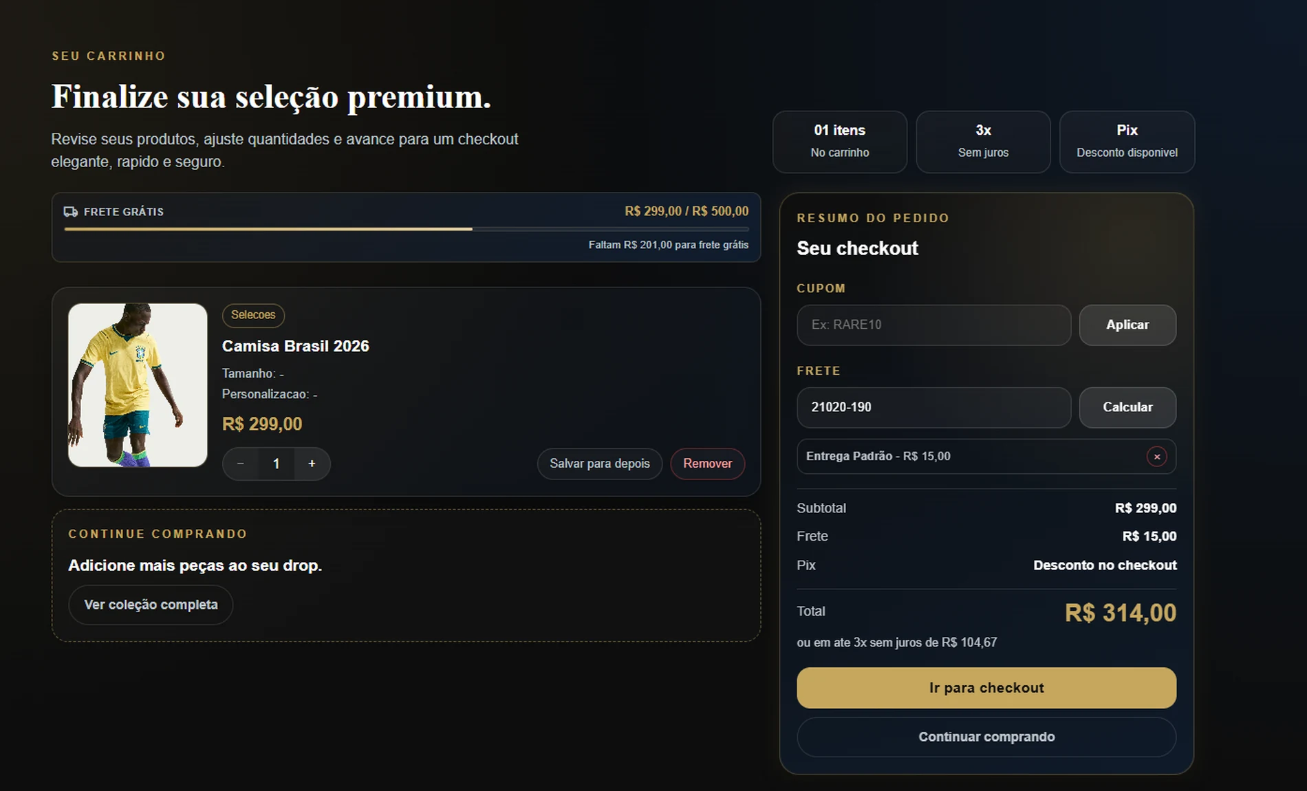 Rare7 Carrinho / Checkout